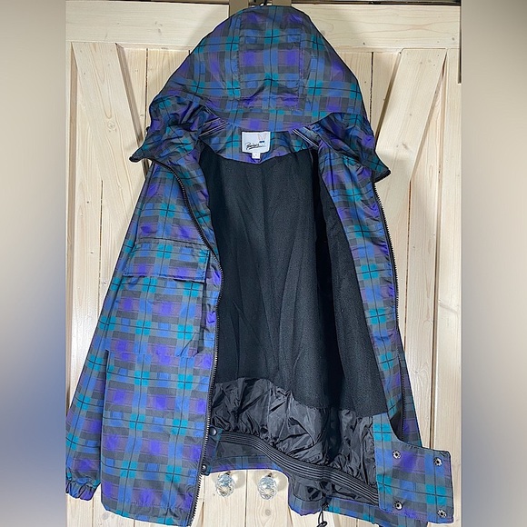 Sunny Day Ski JACKET navy green Blackwatch Tartan Plaid UPF 40+ WINDBREAKER COAT - Picture 7 of 16